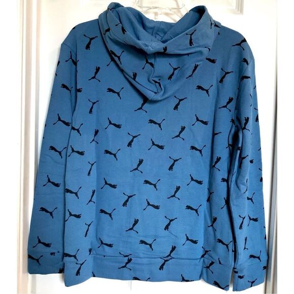PUMA 🎉HPX4 🎉Youth S L (14-16) French Terry All-Over-Logo Hoodie/Blue/Unisex/NWT - Picture 10 of 15